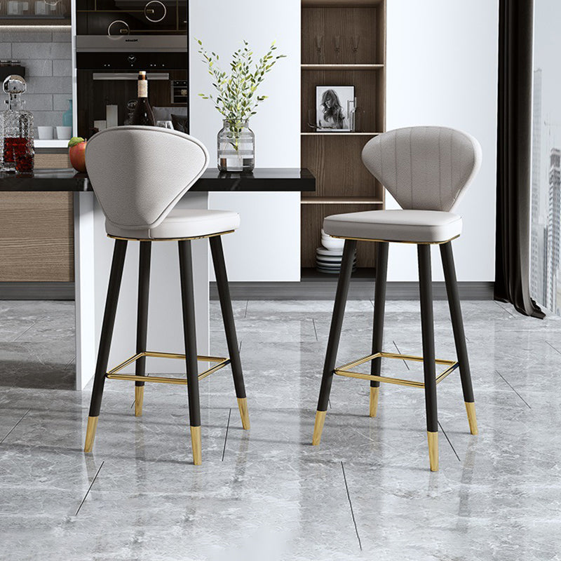 Nordic Glam Style Bar-stool PU Leather Counter Bar Stool with Metal Legs