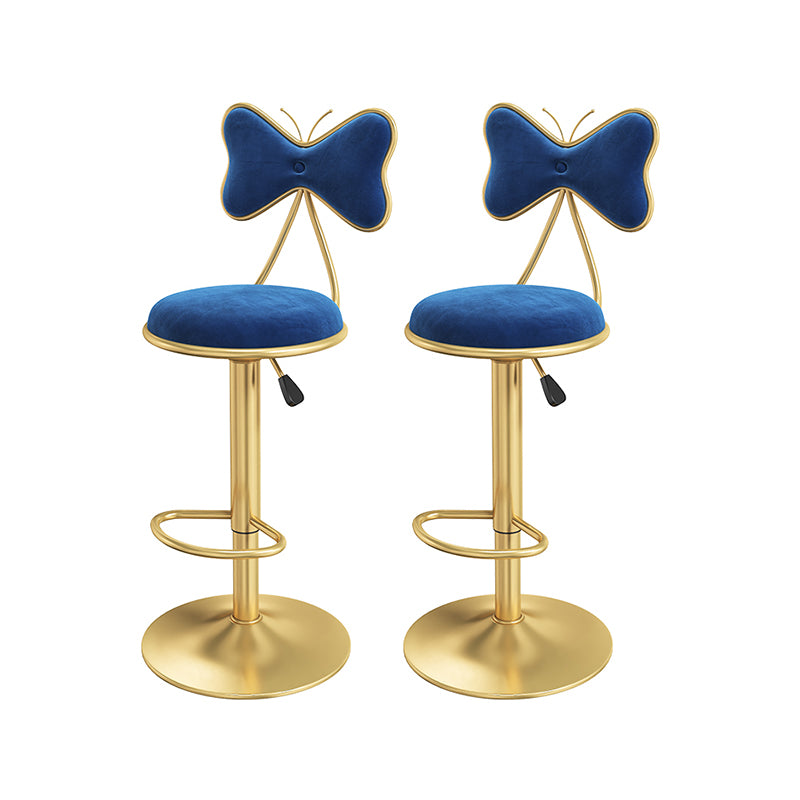 Scandinavian Design Upholstered Bar Stools with Fabric Round Stools with Footrest