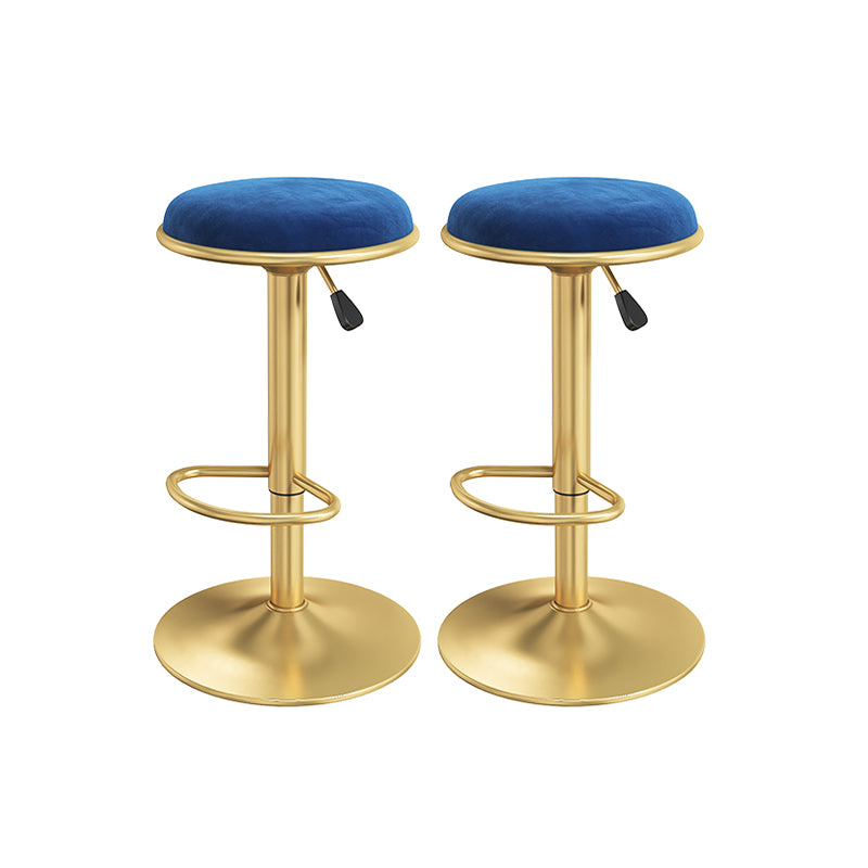 Scandinavian Design Upholstered Bar Stools with Fabric Round Stools with Footrest