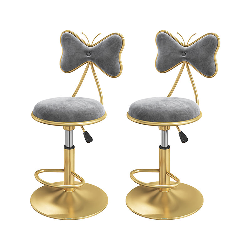 Scandinavian Design Upholstered Bar Stools with Fabric Round Stools with Footrest