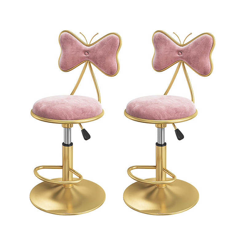 Scandinavian Design Upholstered Bar Stools with Fabric Round Stools with Footrest