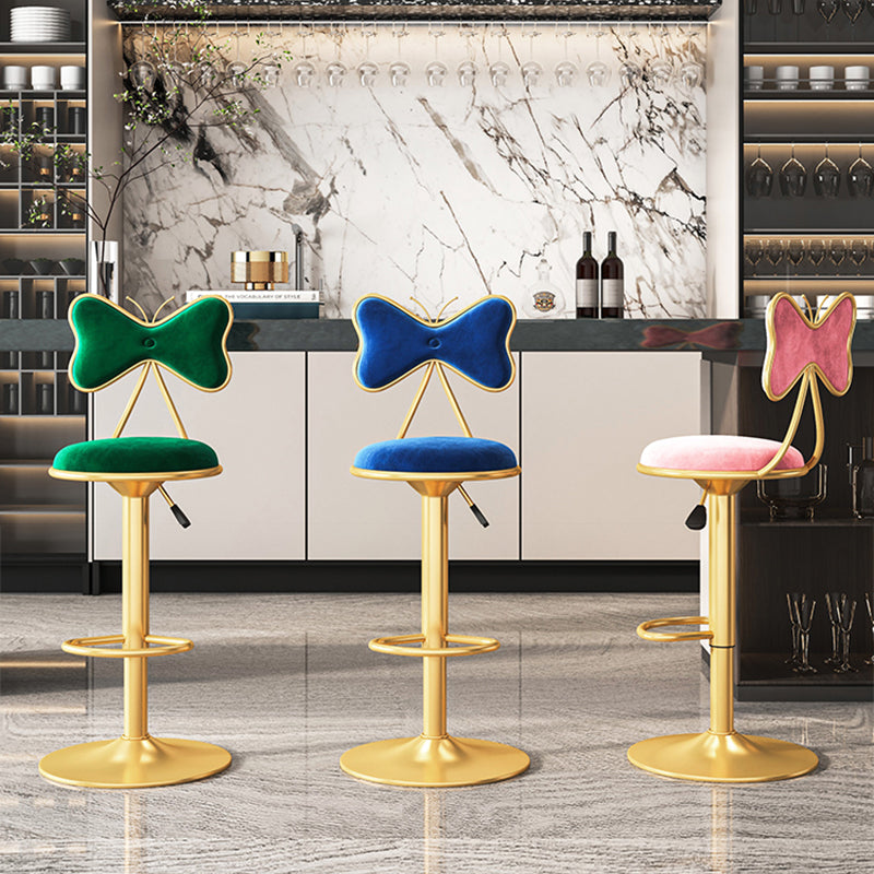 Scandinavian Design Upholstered Bar Stools with Fabric Round Stools with Footrest