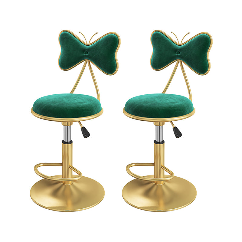 Scandinavian Design Upholstered Bar Stools with Fabric Round Stools with Footrest