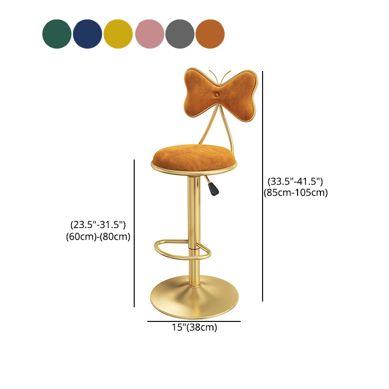 Scandinavian Design Upholstered Bar Stools with Fabric Round Stools with Footrest