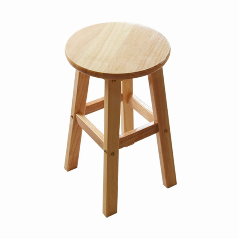 Minimalist Design Solid Wood Bar Stool Backless Counter Chair with Wood Base