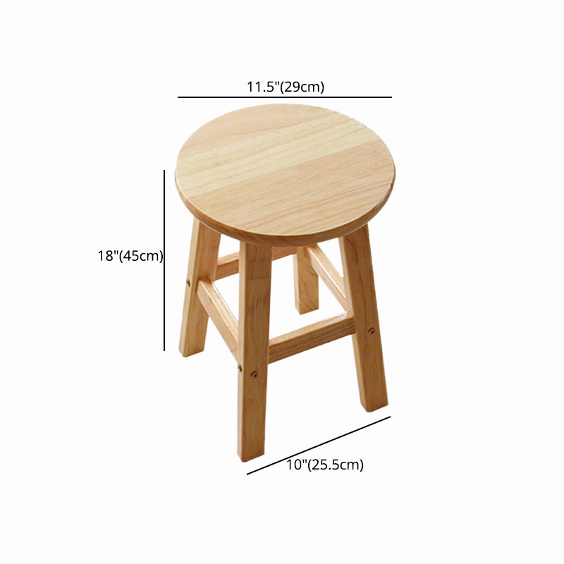 Minimalist Design Solid Wood Bar Stool Backless Counter Chair with Wood Base
