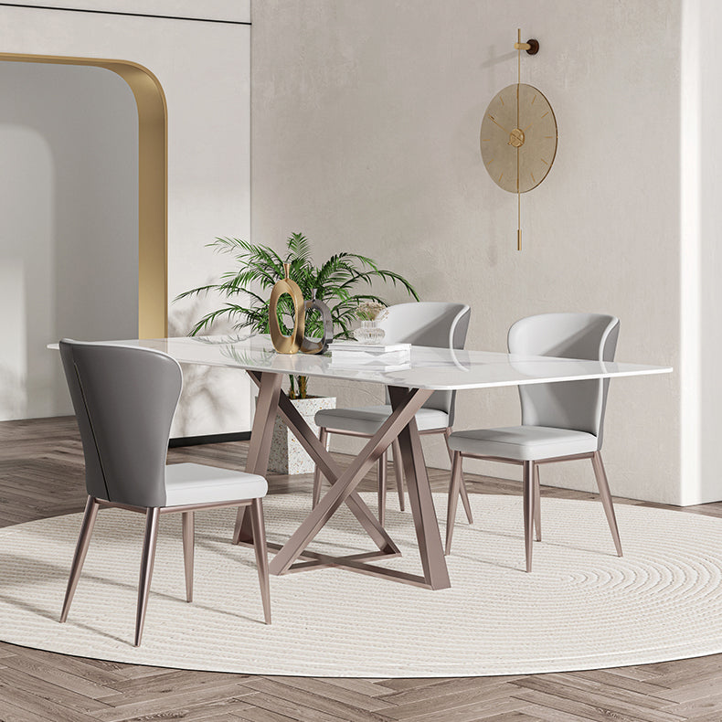 Nordic Sintered Stone Top Dining Set Rectangle 1/3/4/5/7 Pieces Dining Table with Chairs