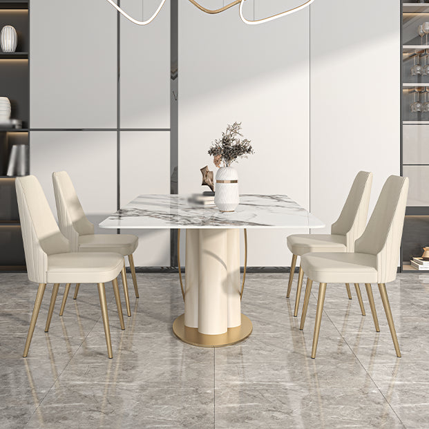 Luxury Sintered Stone Top Dining Set 1/2/5/6/7 Pieces Rectangle Kitchen Table with Chairs