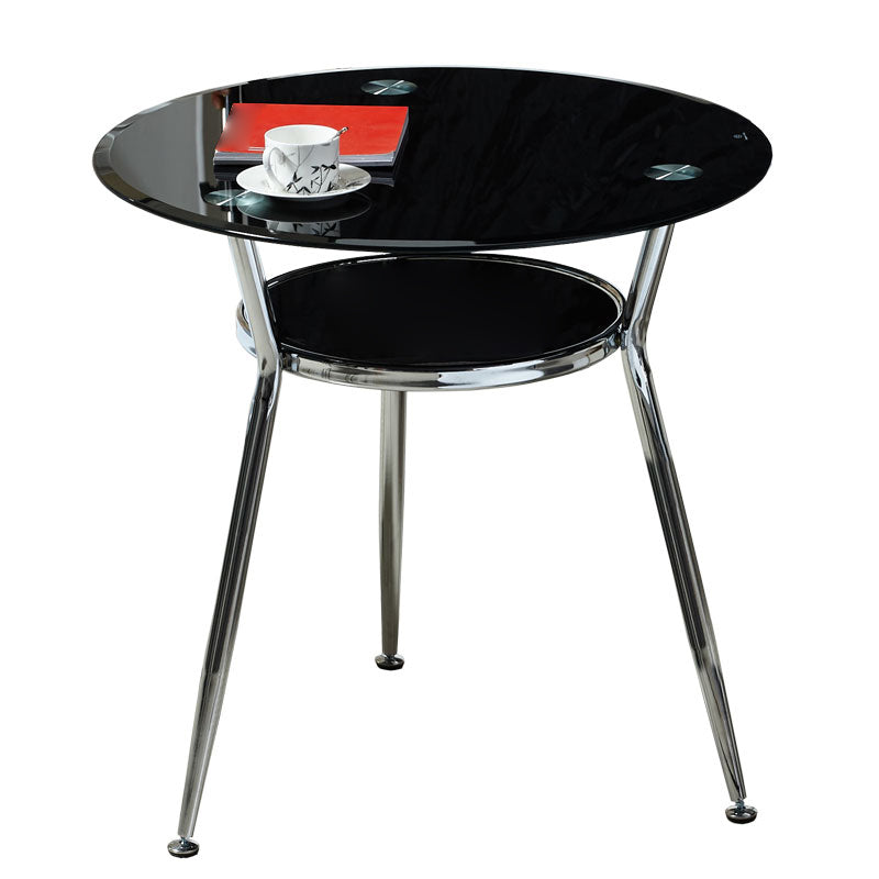 Metal Contemporary Round Dining Table Glass Top Table for Dining Room