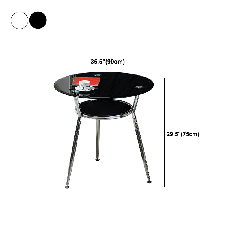 Metal Contemporary Round Dining Table Glass Top Table for Dining Room