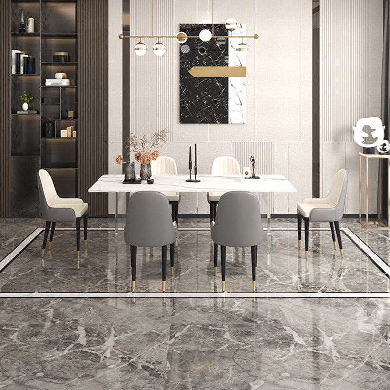 Stone Top Dining Table Traditional Luxury Table with Double Pedestal Base