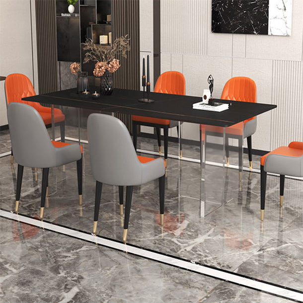 Stone Top Dining Table Traditional Luxury Table with Double Pedestal Base