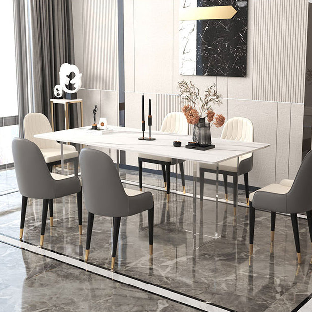 Stone Top Dining Table Traditional Luxury Table with Double Pedestal Base