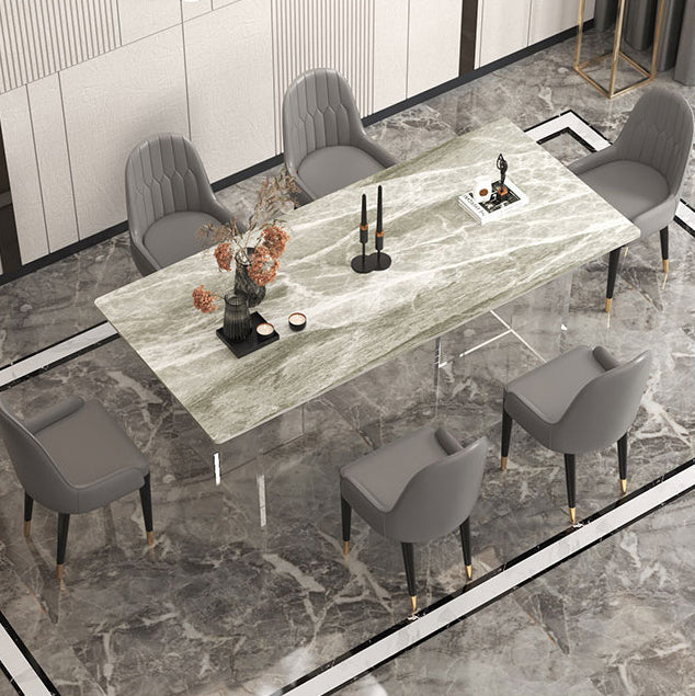 Stone Top Dining Table Traditional Luxury Table with Double Pedestal Base