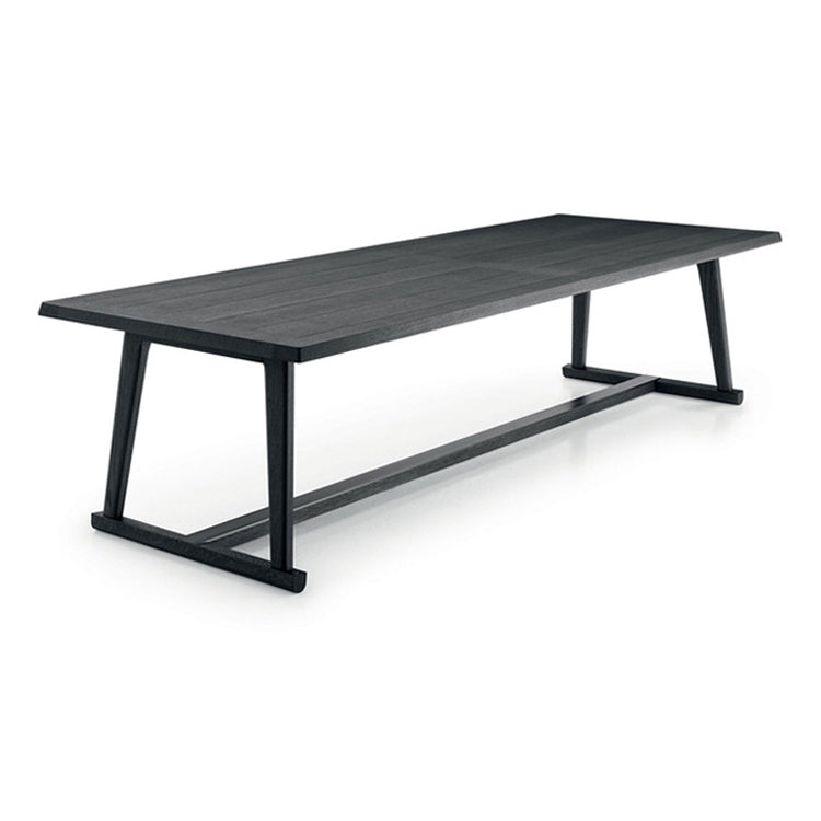 Table de salle à manger avec plateau en bois de pin, table de luxe traditionnelle avec base à tréteaux