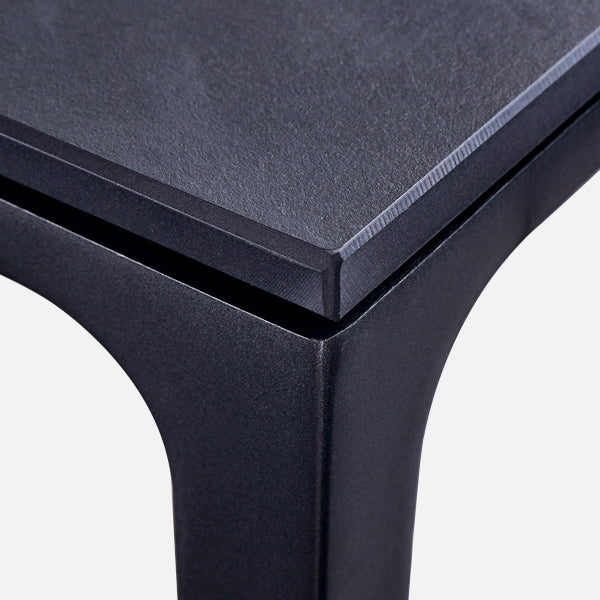 Stone Top Dining Table Rectangle Contemporary Table with 4 Legs in Black