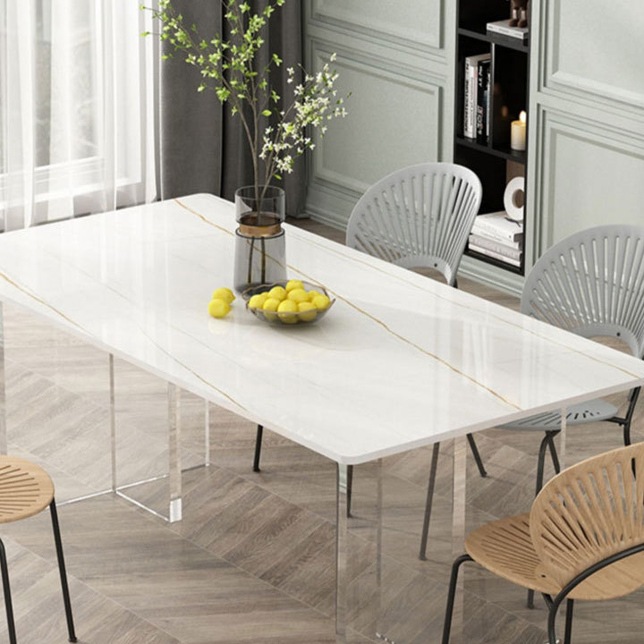 Stone Top Table Traditional Luxury Dining Table with Double Pedestal Base