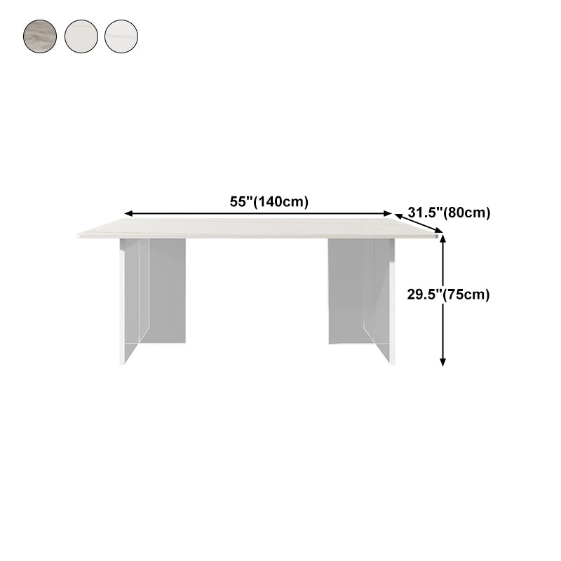 Stone Top Table Traditional Luxury Dining Table with Double Pedestal Base