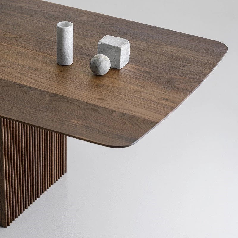 Pine Solid Wood Dining Site Table Modern Rectangle Double Pedestal Dining Table