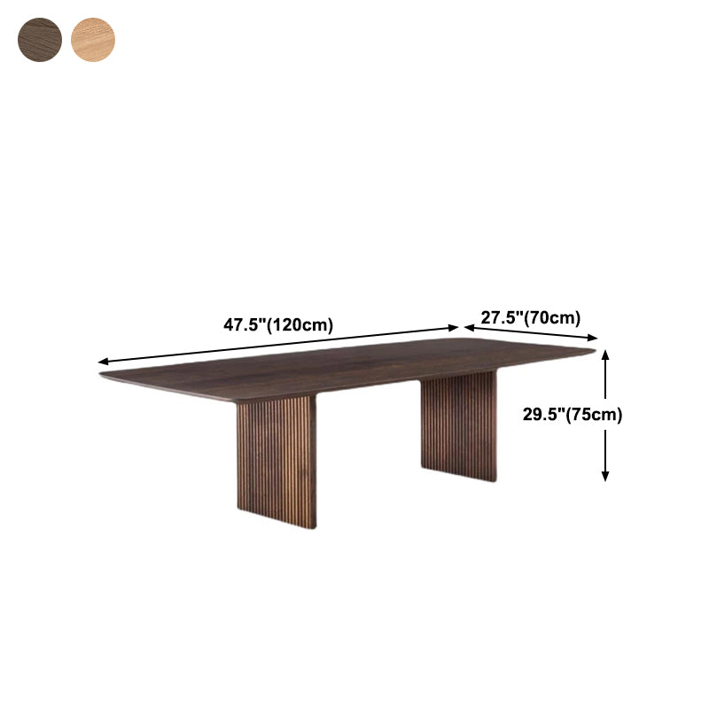 Pine Solid Wood Dining Site Table Modern Rectangle Double Pedestal Dining Table