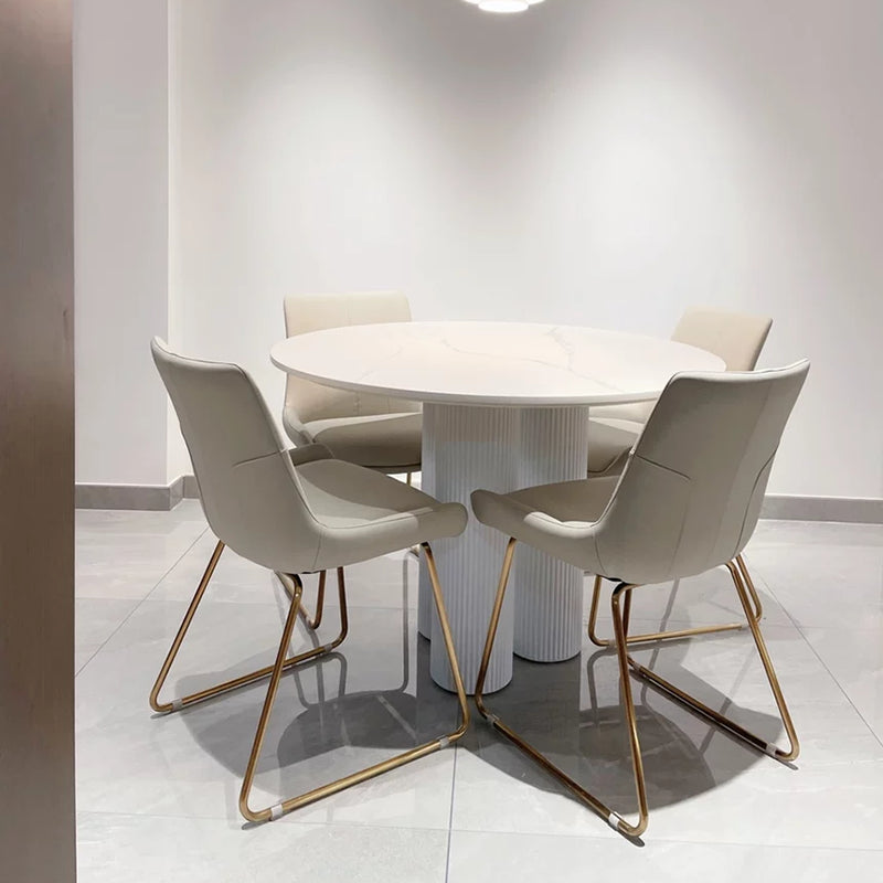 Modern Casual Dining Table Round Top Dinner Table Kitchen Home