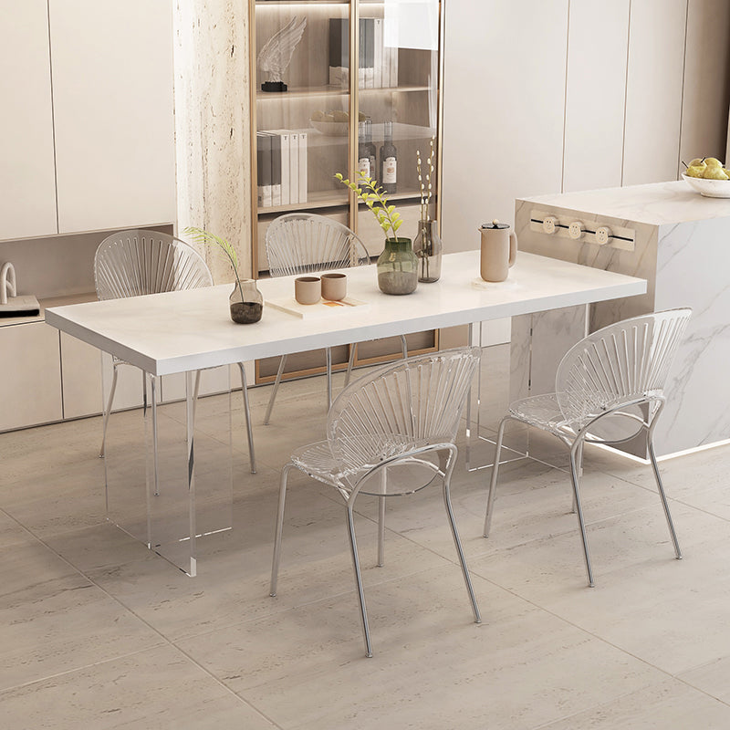 Modern Table in White for Restaurant Rectangle Table with Acrylic Base