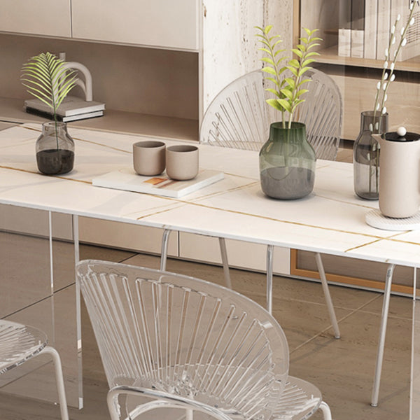 Modern Table in White for Restaurant Rectangle Table with Acrylic Base