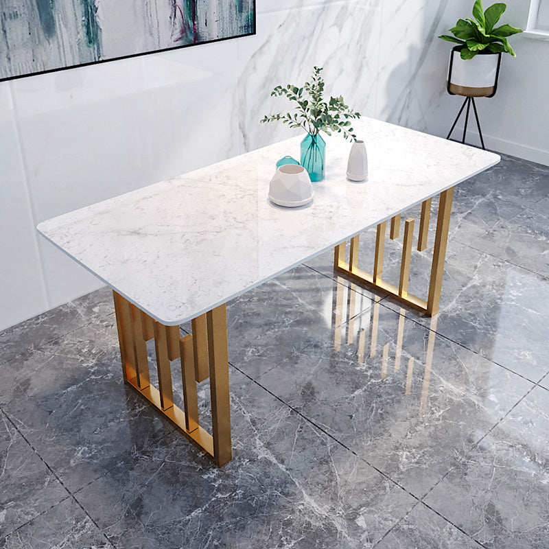 Traditional Luxury Dining Table Metal Double Pedestal Rectangle Counter Dining Table