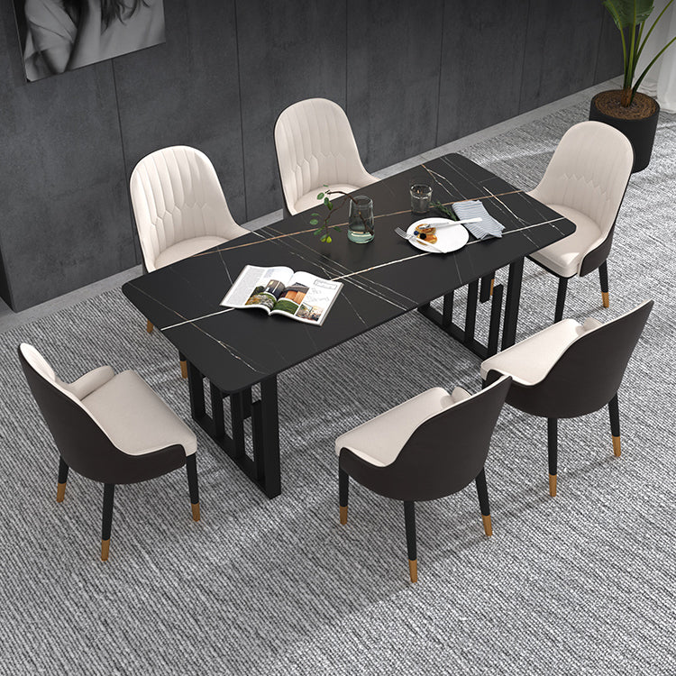Traditional Luxury Dining Table Metal Double Pedestal Rectangle Counter Dining Table