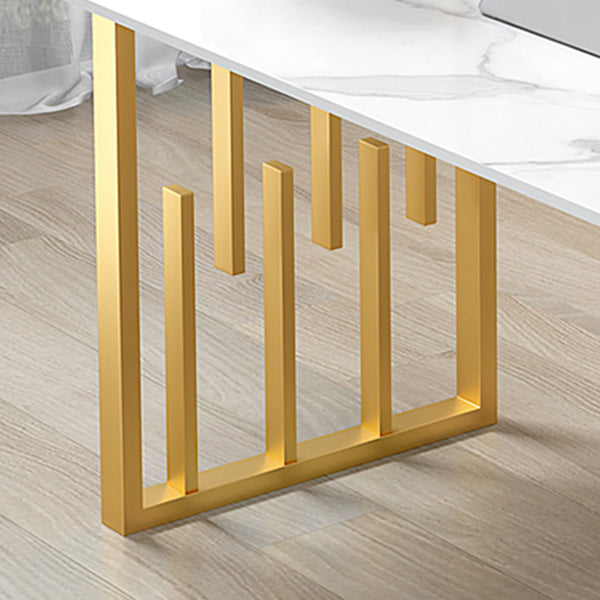 Traditional Luxury Dining Table Metal Double Pedestal Rectangle Counter Dining Table