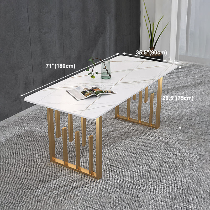 Traditional Luxury Dining Table Metal Double Pedestal Rectangle Counter Dining Table