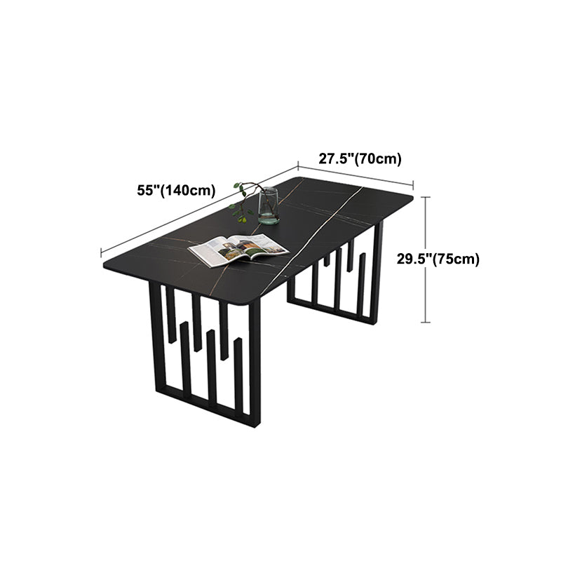 Traditional Luxury Dining Table Metal Double Pedestal Rectangle Counter Dining Table