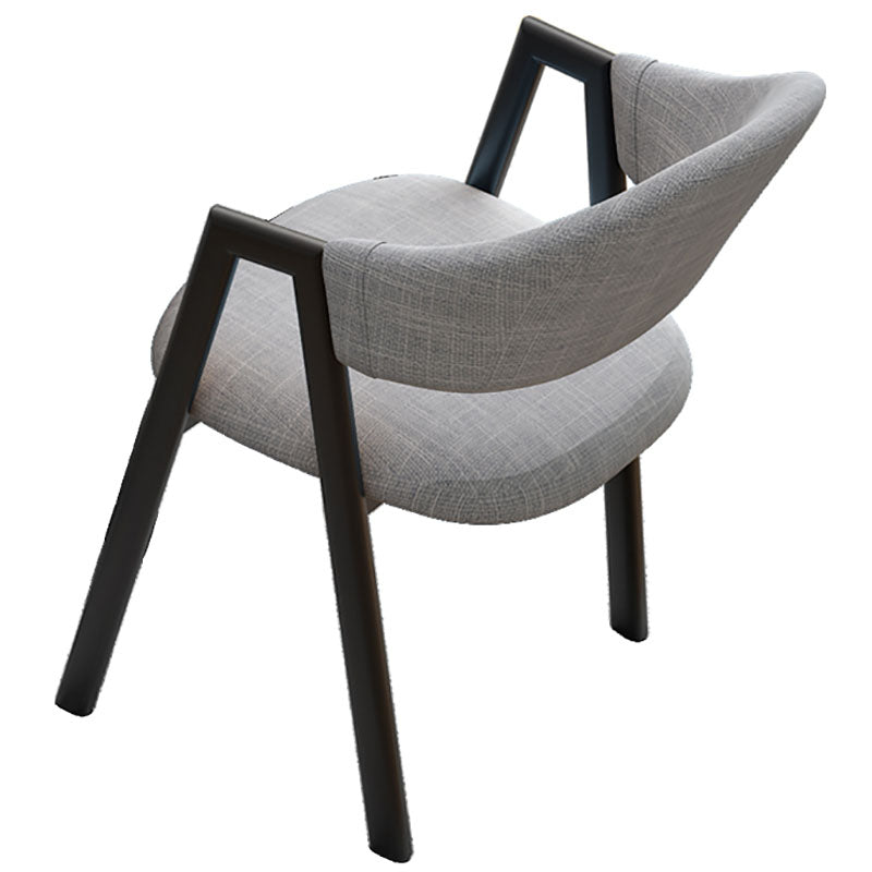 Modern Style Iron Arm Chair Open Back Dining Side Chair with Upholstered