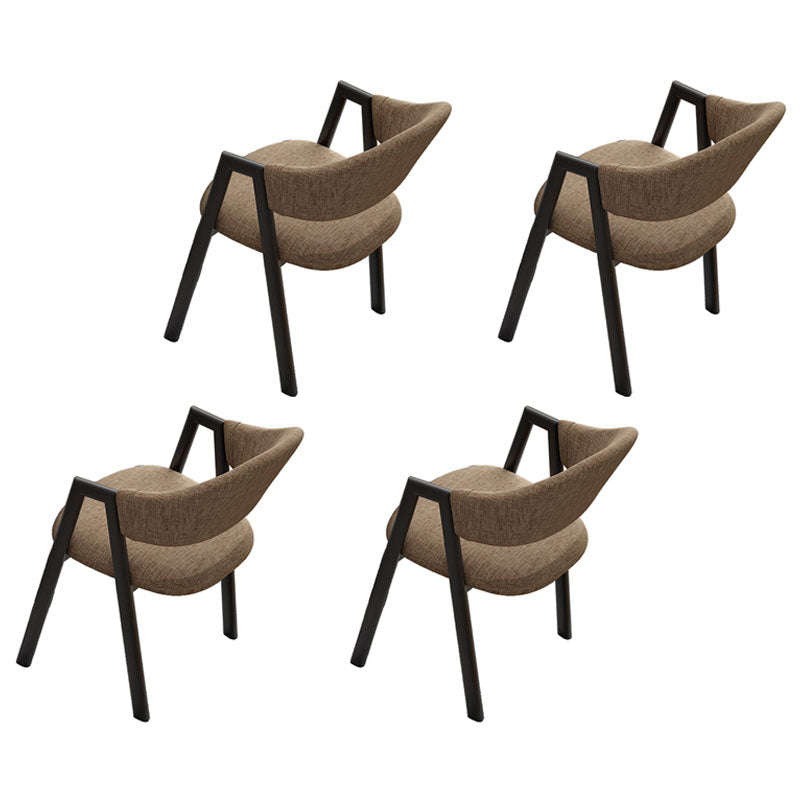 Modern Style Iron Arm Chair Open Back Dining Side Chair with Upholstered