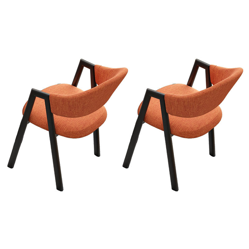 Modern Style Iron Arm Chair Open Back Dining Side Chair with Upholstered