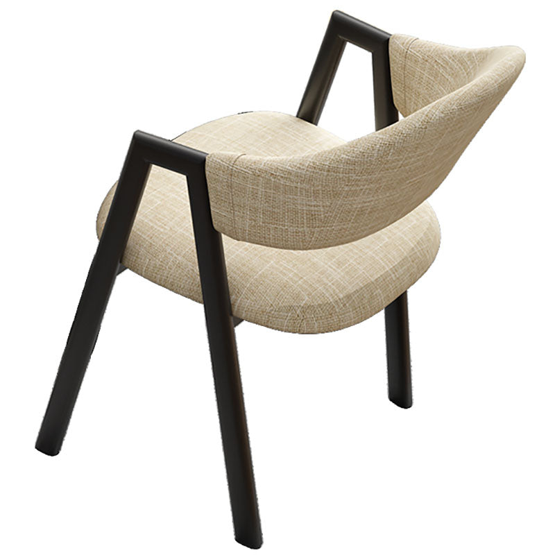 Modern Style Iron Arm Chair Open Back Dining Side Chair with Upholstered