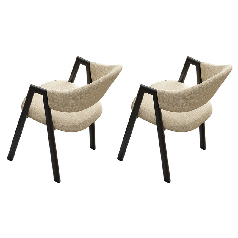 Modern Style Iron Arm Chair Open Back Dining Side Chair with Upholstered