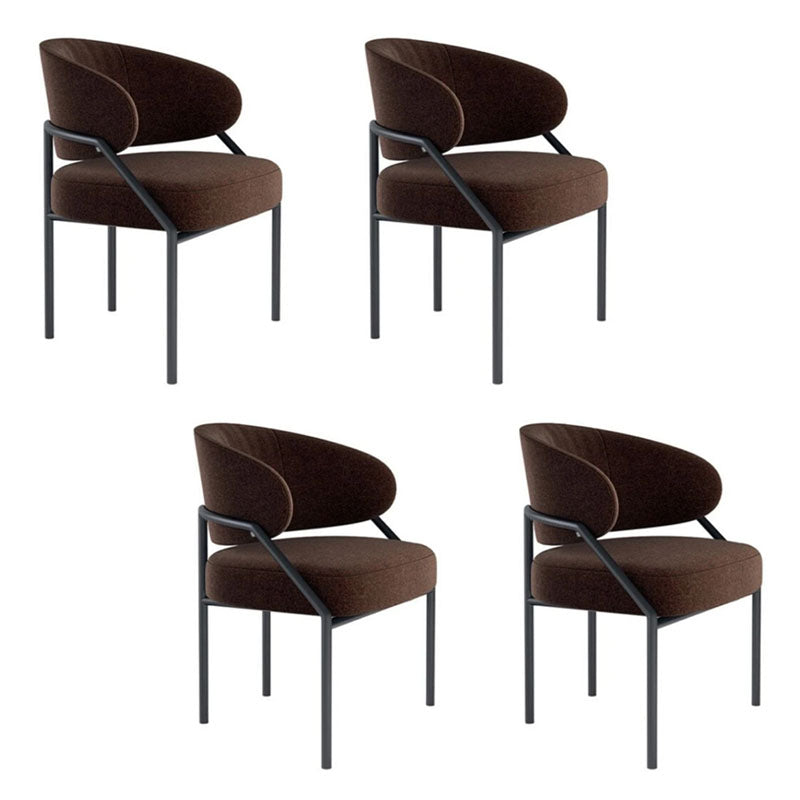 Metal Kitchen and Dining Room Chair Open Back Dining Side Chair in Black