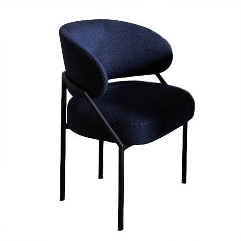 Metal Kitchen and Dining Room Chair Open Back Dining Side Chair in Black