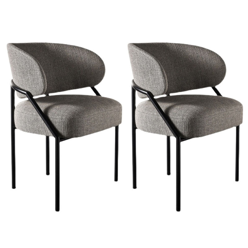 Metal Kitchen and Dining Room Chair Open Back Dining Side Chair in Black