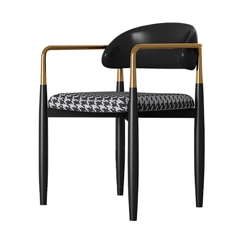 Glam Metal Home Side Chair Open Back Dining Side Chair in Black
