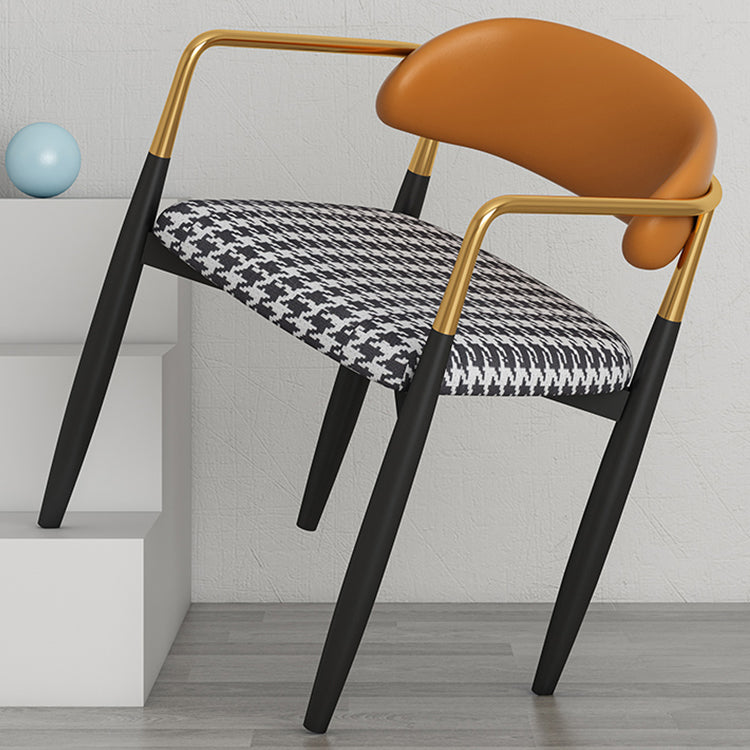 Glam Metal Home Side Chair Open Back Dining Side Chair in Black
