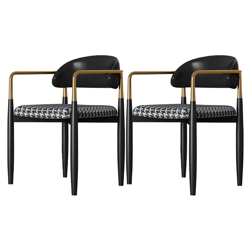 Glam Metal Home Side Chair Open Back Dining Side Chair in Black