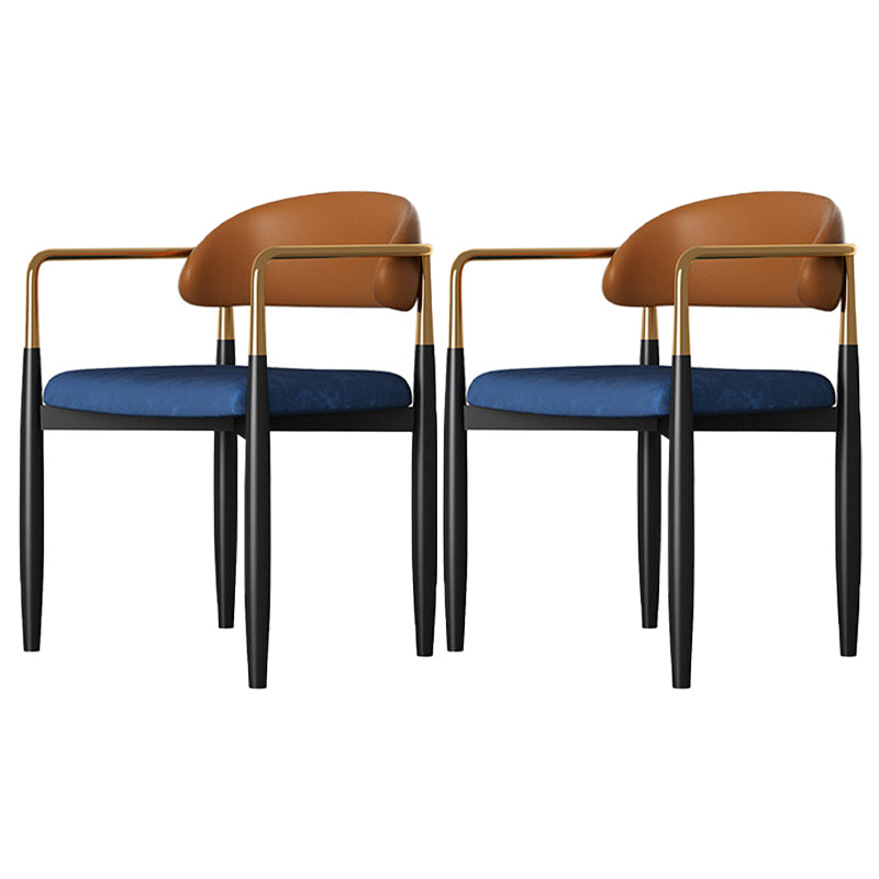 Glam Metal Home Side Chair Open Back Dining Side Chair in Black