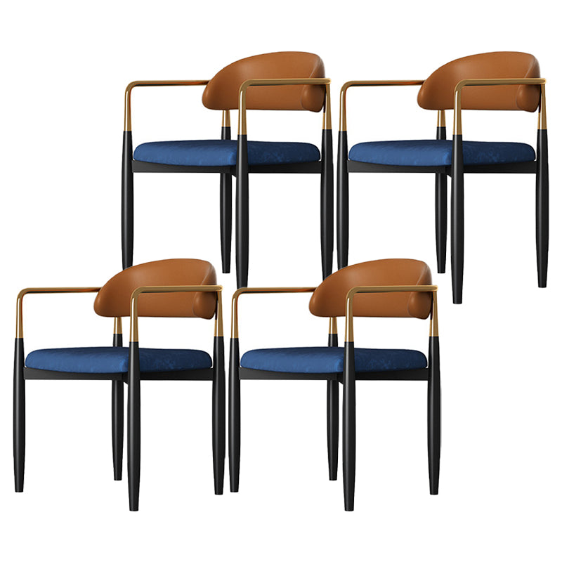 Glam Metal Home Side Chair Open Back Dining Side Chair in Black
