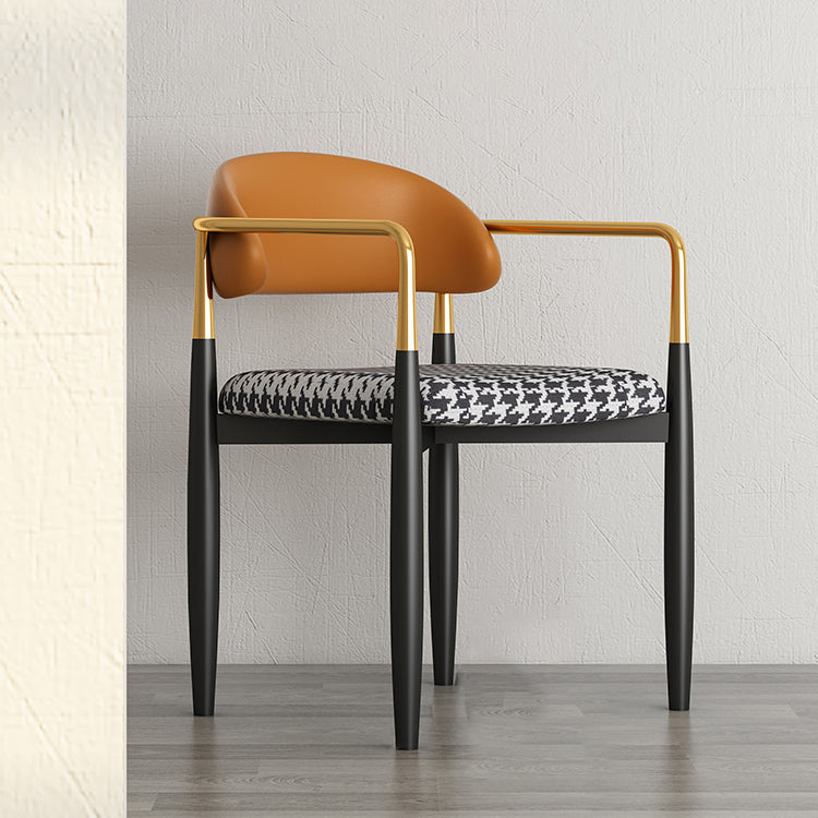 Glam Metal Home Side Chair Open Back Dining Side Chair in Black