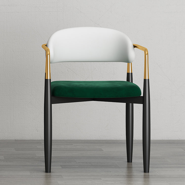 Glam Metal Home Side Chair Open Back Dining Side Chair in Black