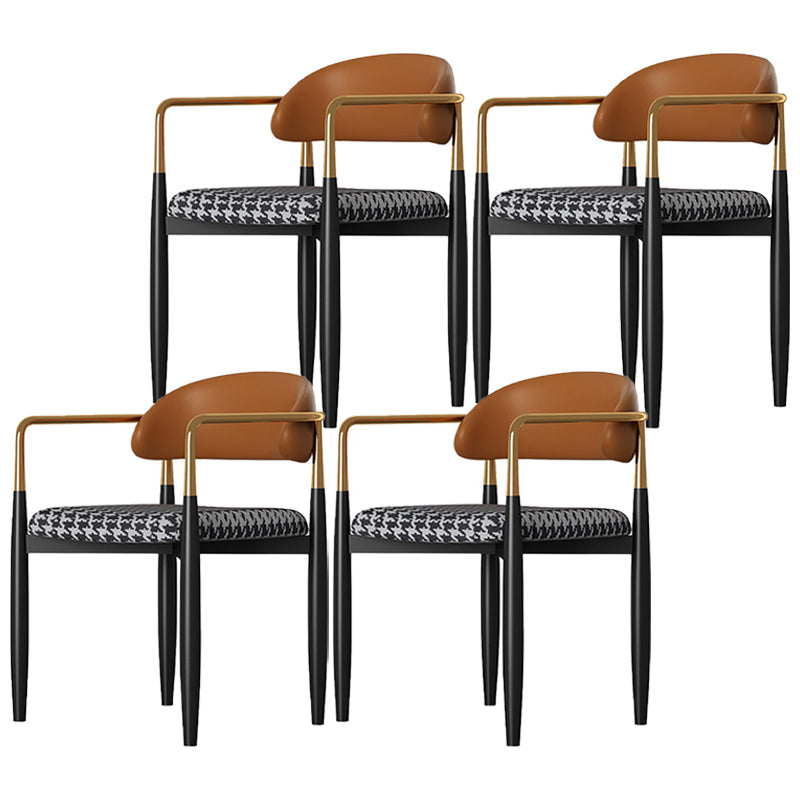 Glam Metal Home Side Chair Open Back Dining Side Chair in Black