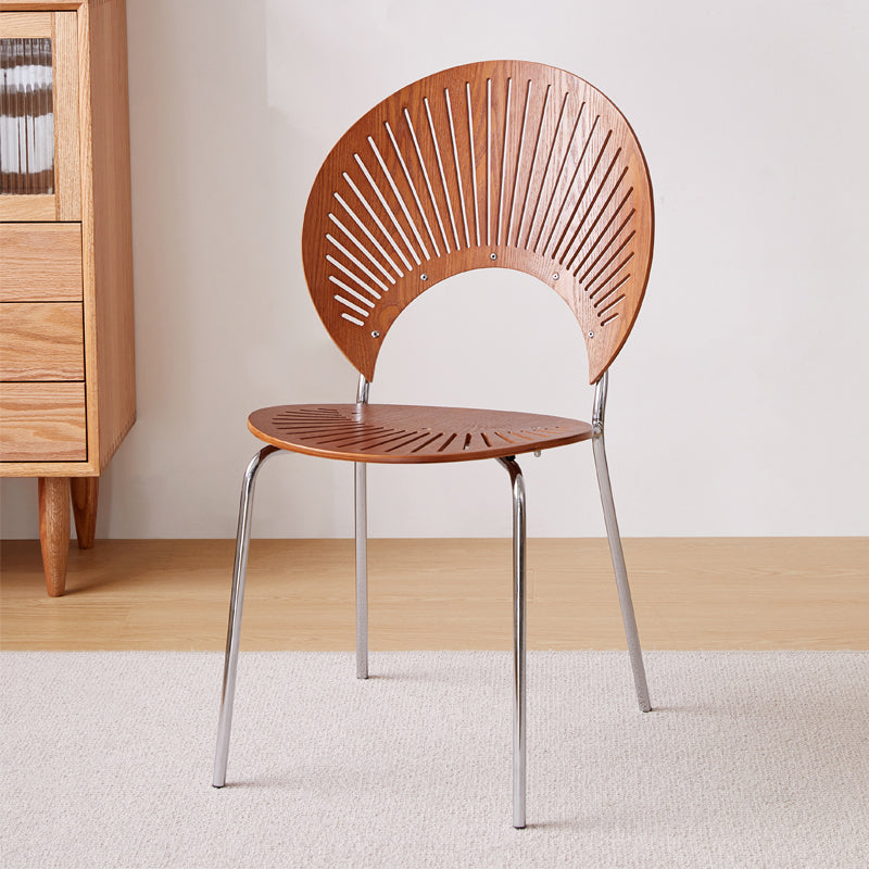 Contemporary Metal Kitchen and Dining Room Chair Open Back Dining Side Chair