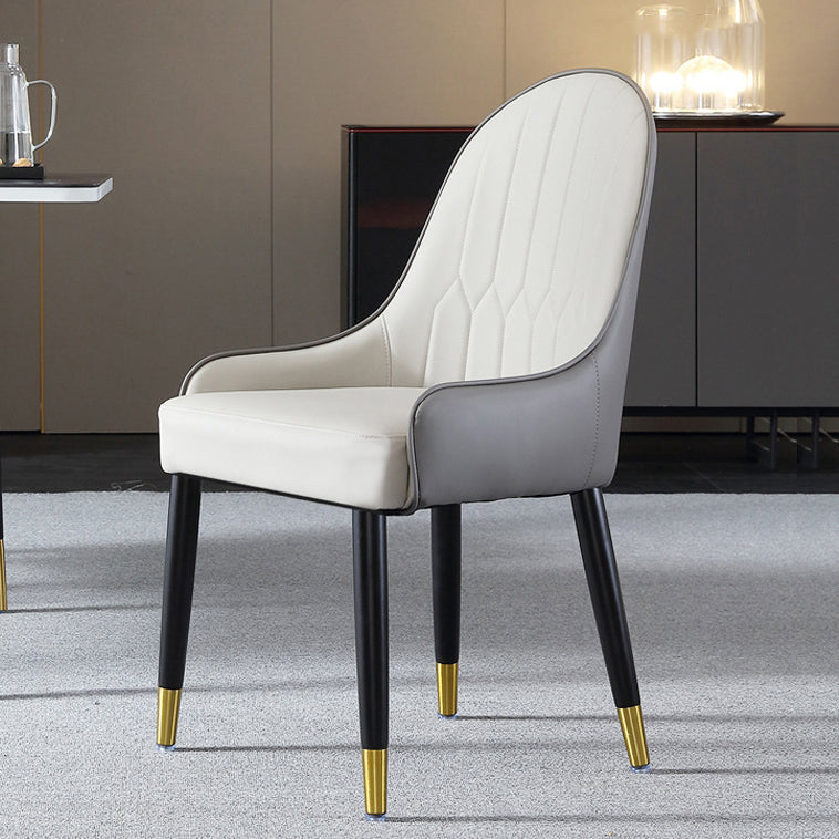 Glam Style Wood Chair Faux Leather Parsons Side Chair for Dining Room 20.8"x21.6"x35.4"